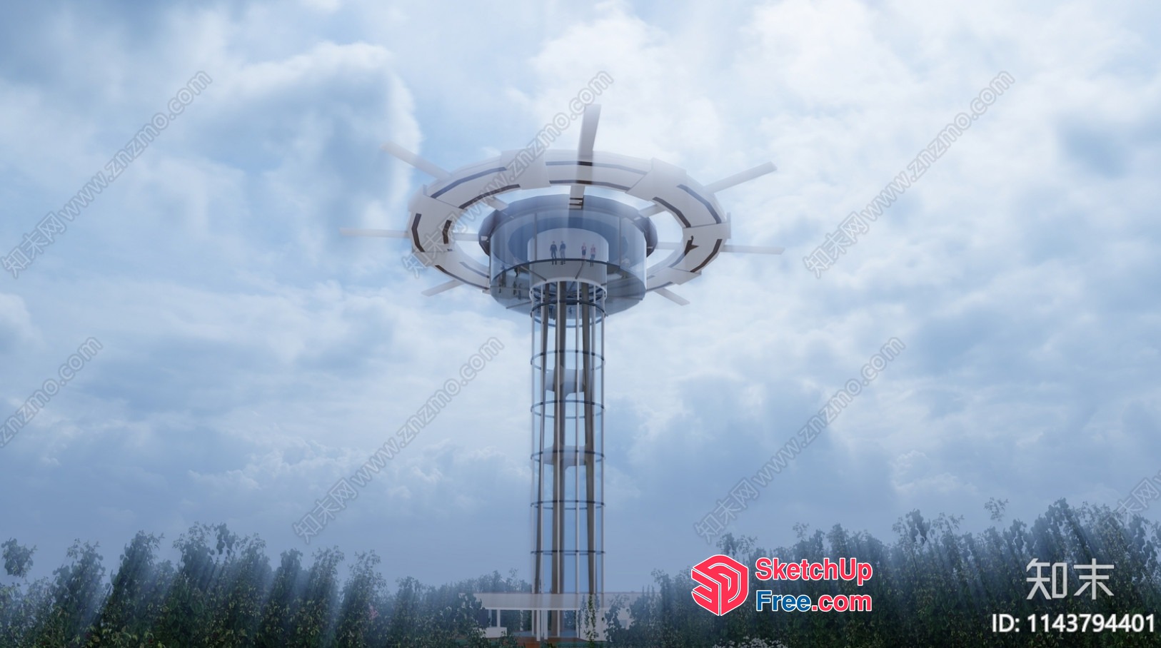 Futuristic Space Capsule Structure 3D SketchUp File