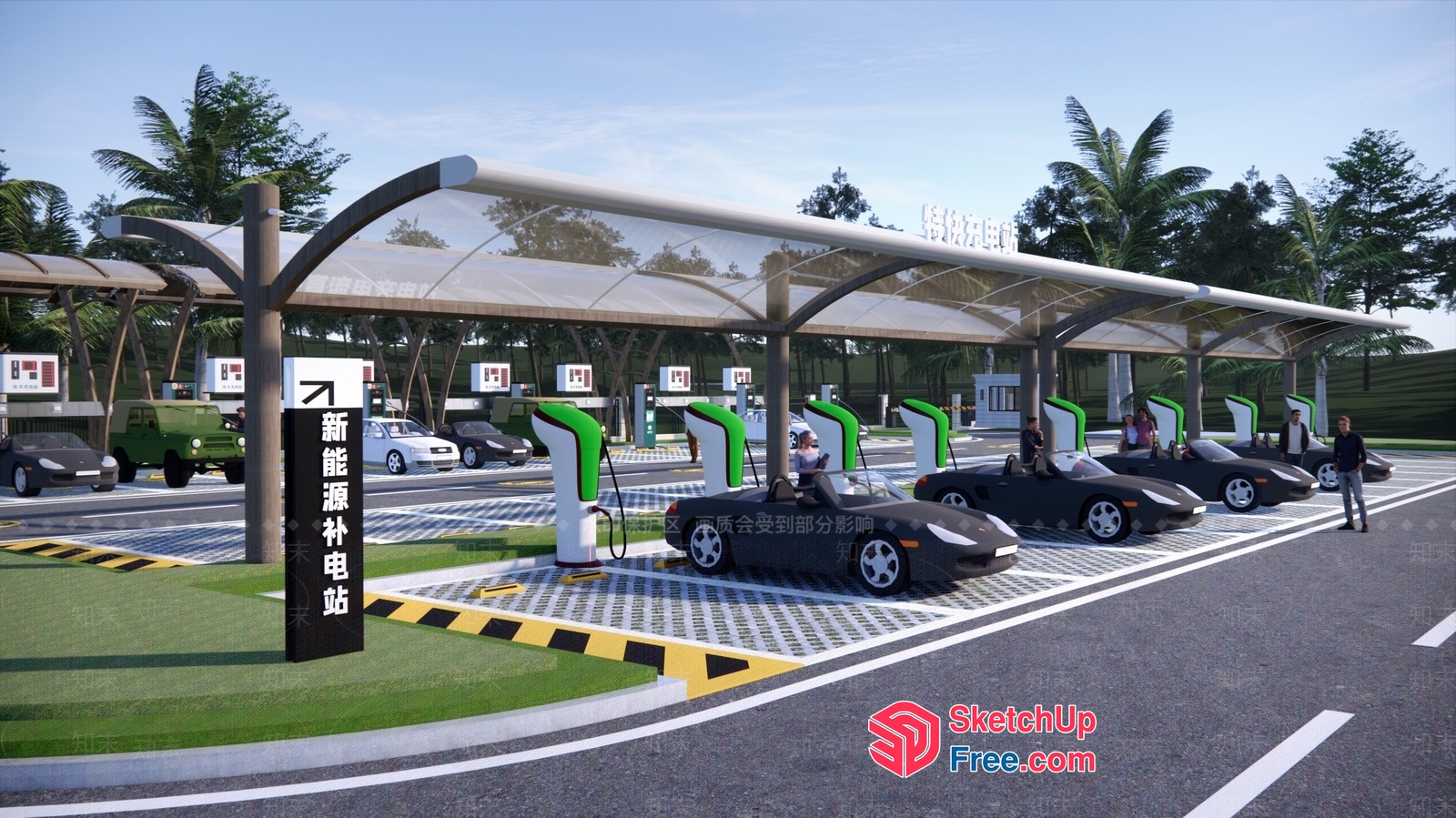 Gas Station Exterior With Modern And Sustainable Design 3D SketchUp File
