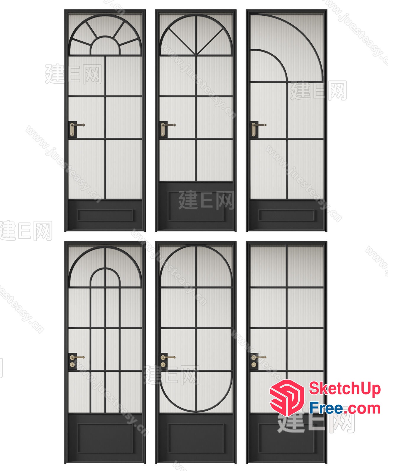 Elegant Modern Doors With Geometric Patterns 3D SketchUp File