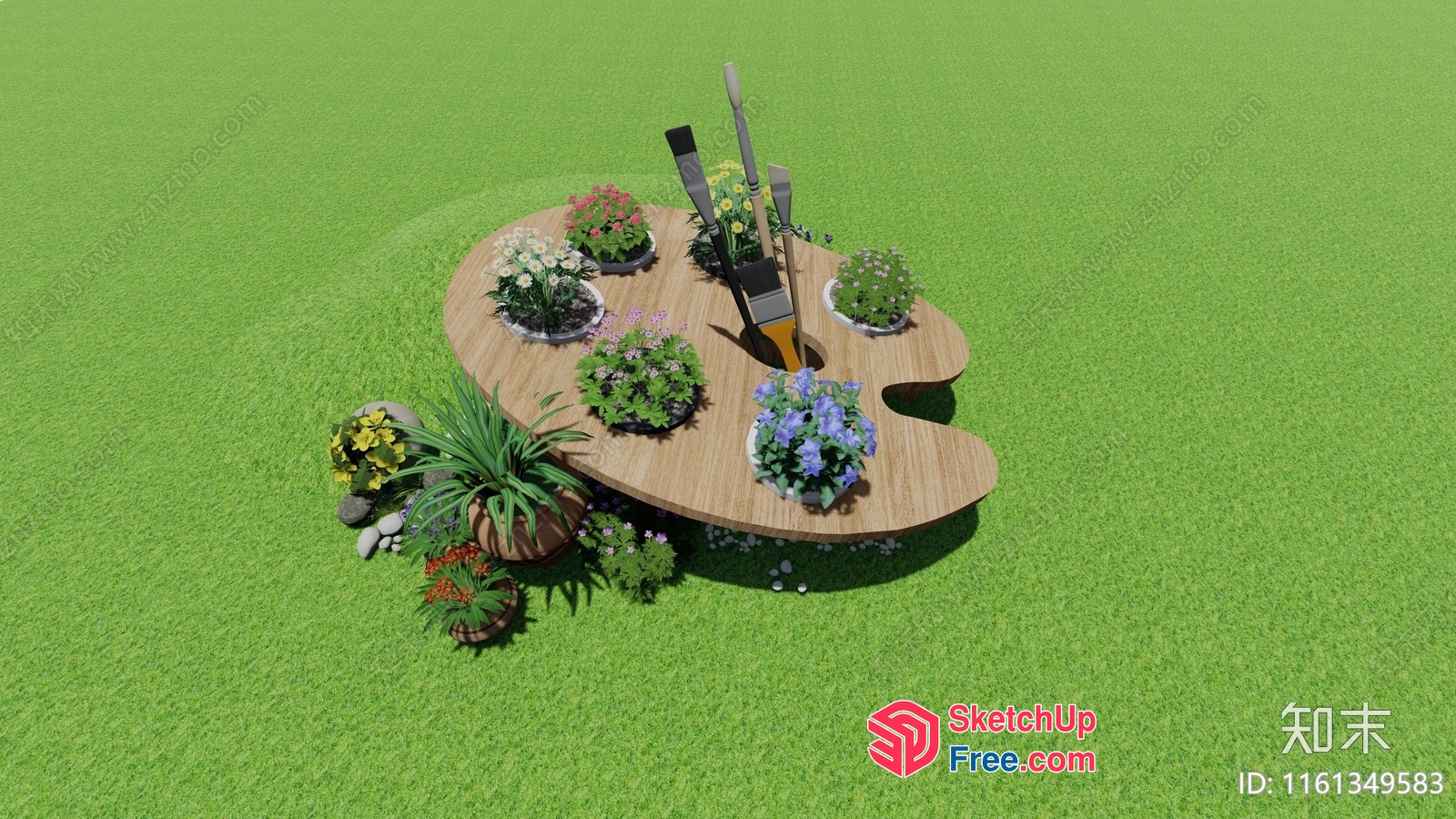 Creative Outdoor Furniture And Decorative Plants 3D SketchUp File