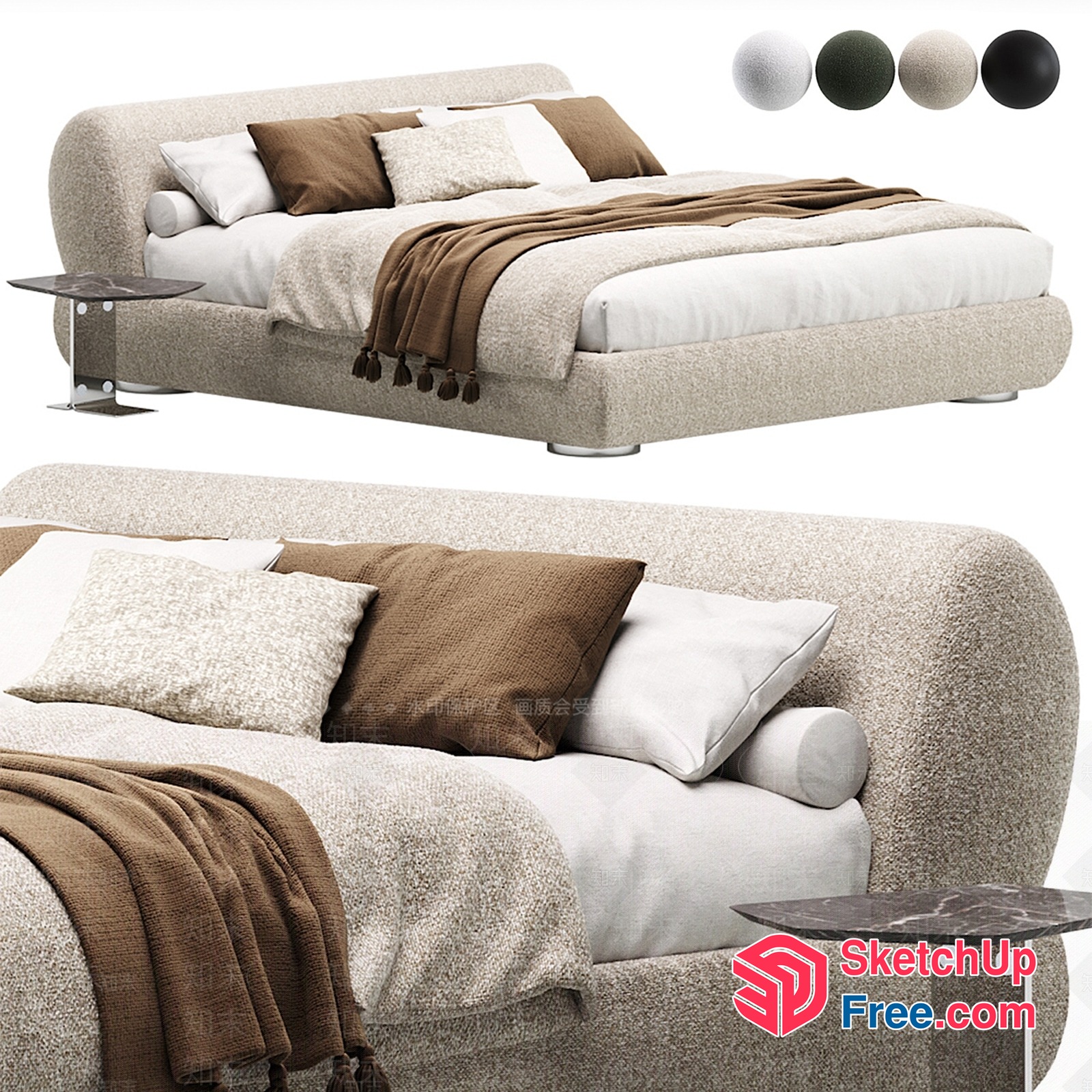 Minimalist Japanese Style Bed With Side Table 3D SketchUp File