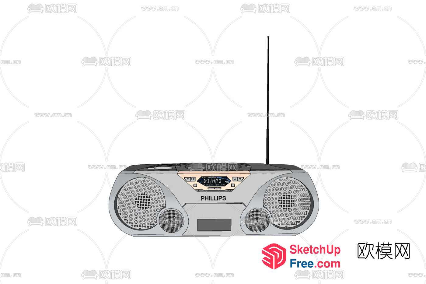 Radio With Speakers And Antenna 3D SketchUp File