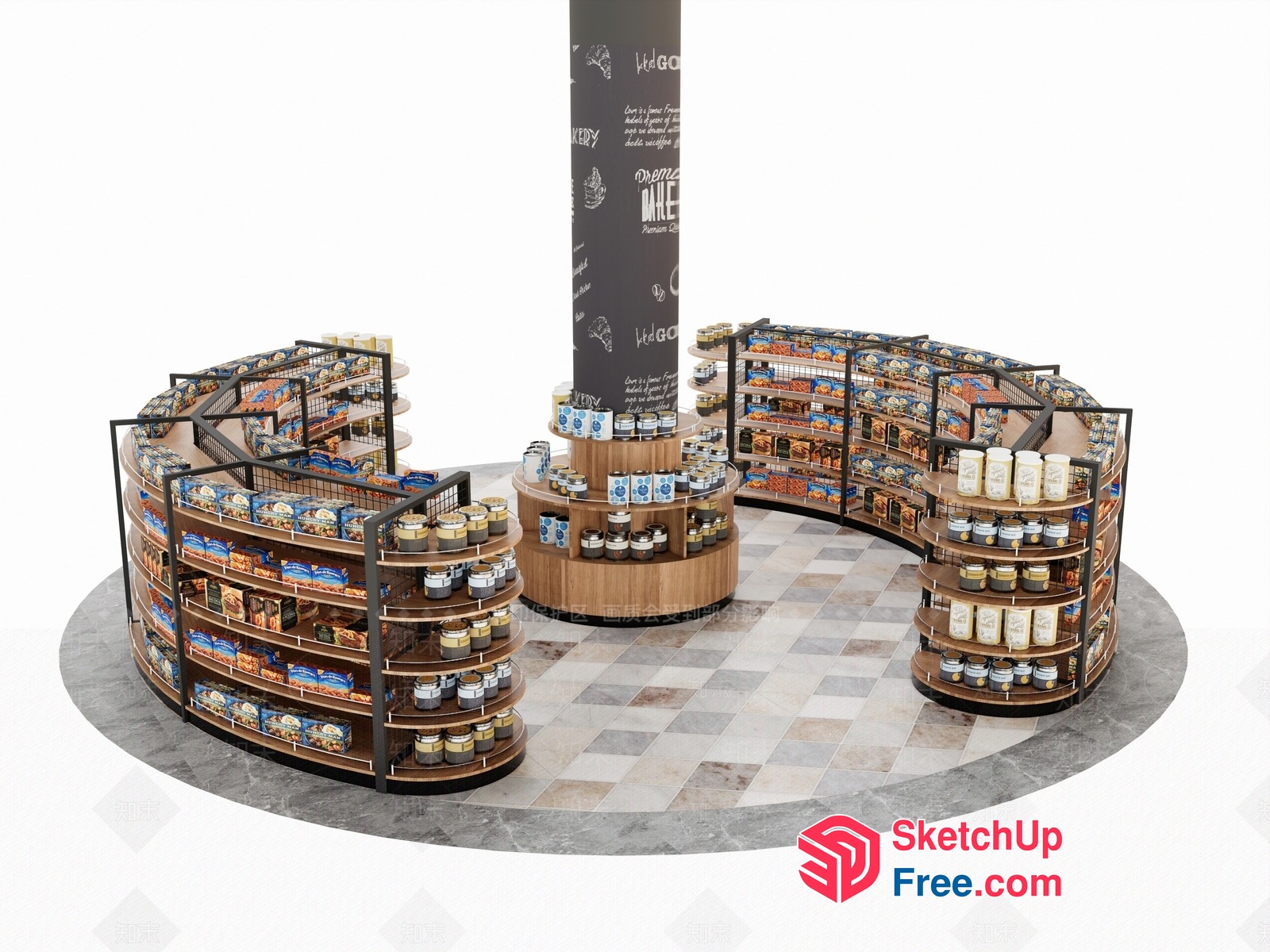 Curved Shelving Units In A Circular Layout 3D SketchUp File