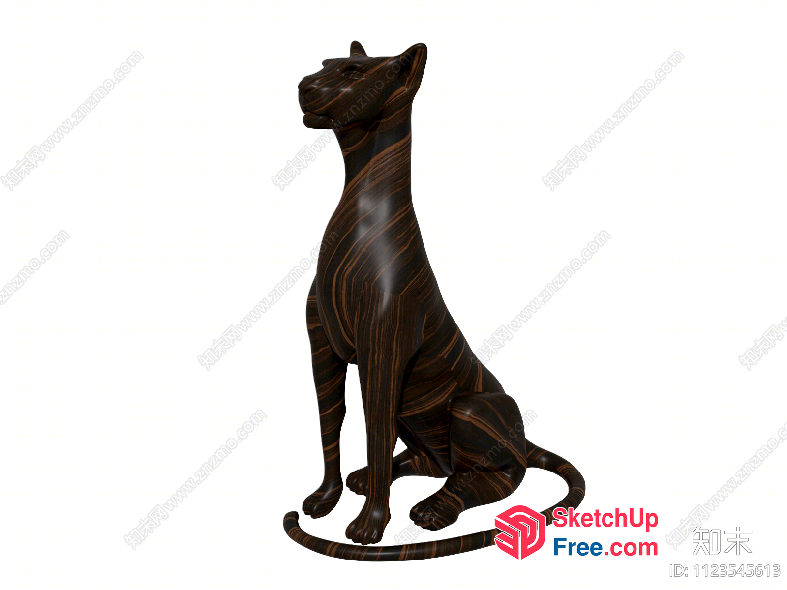 Striped Cat Statue 3D SketchUp File