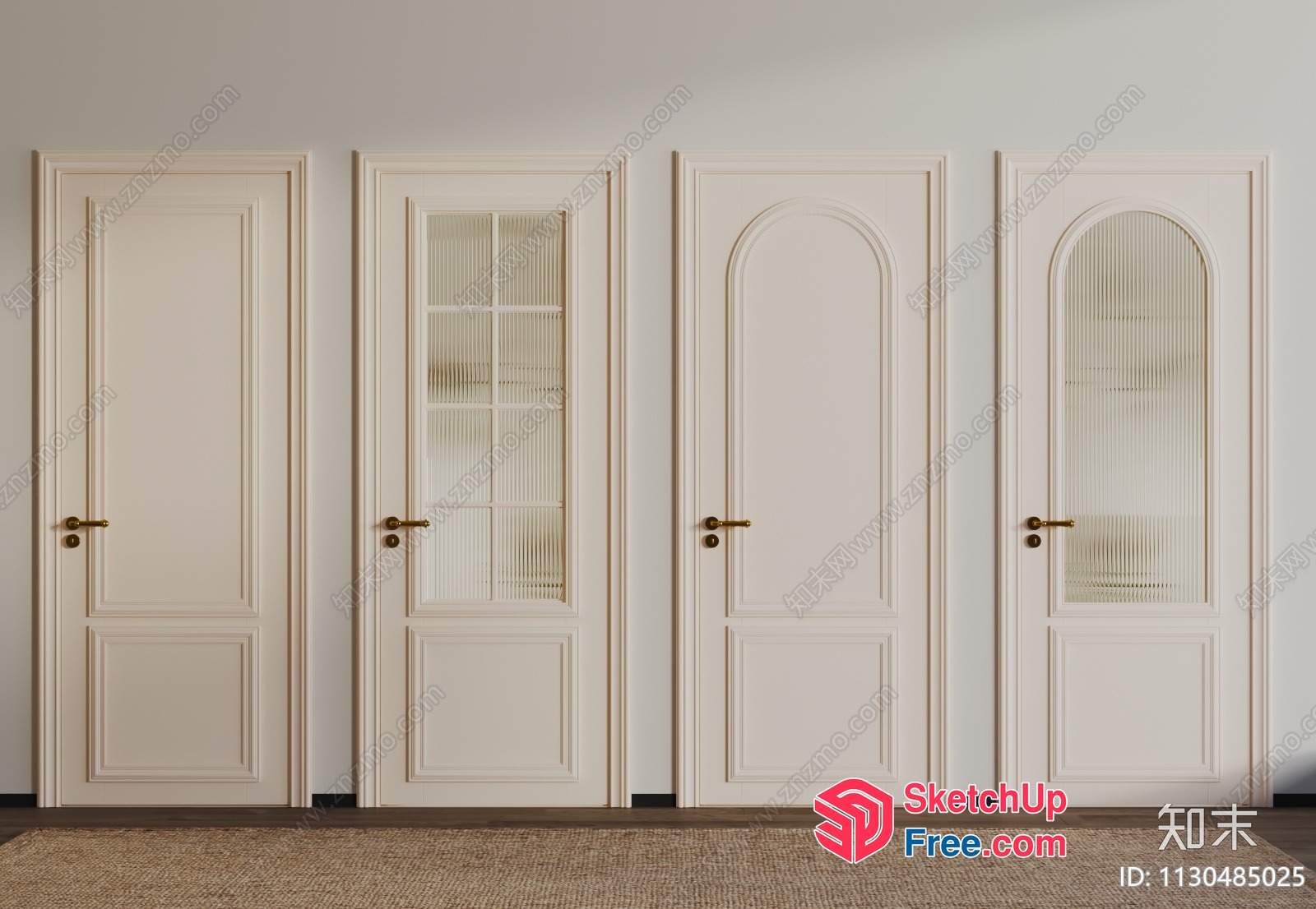 Five Elegant Doors With Classic Hardware 3D SketchUp File