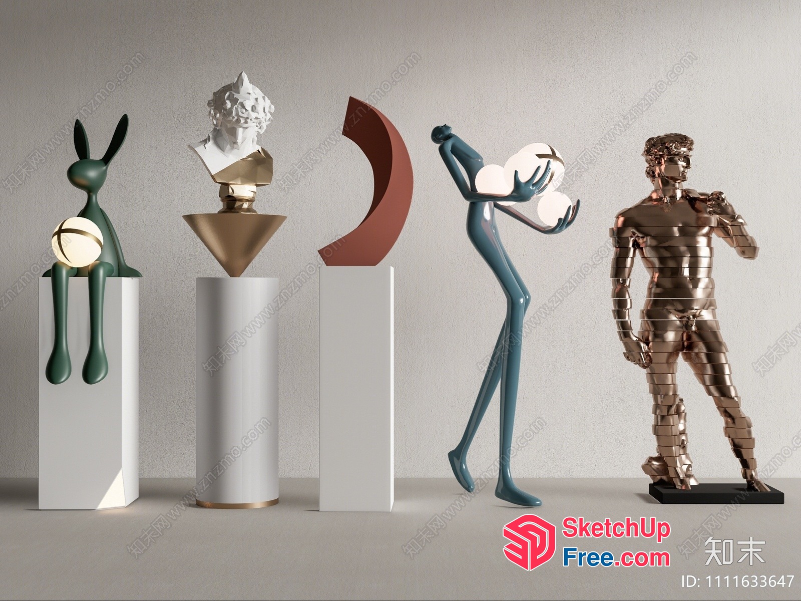 Modern Art Sculptures With Abstract Forms And Shapes 3D SketchUp File