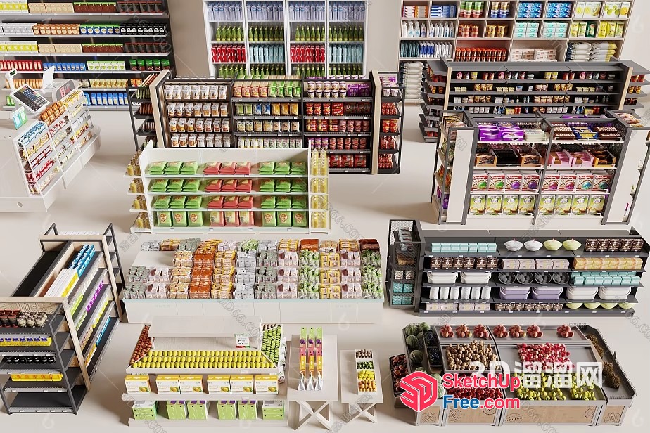 Modern Supermarket Interior Design 3D SketchUp File