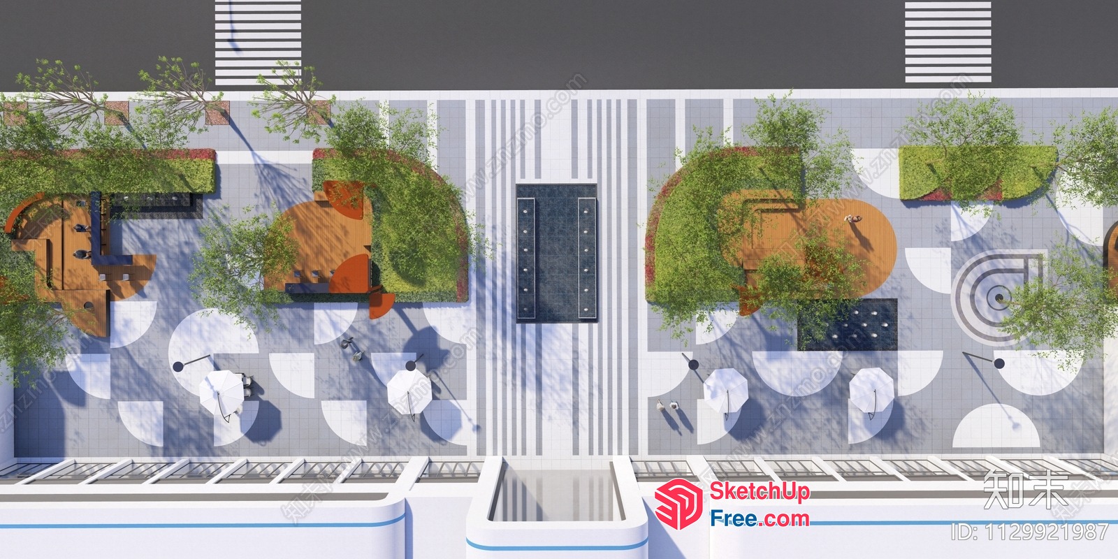 Aerial View Of Commercial Street With Elevator And Stairs 3D SketchUp File