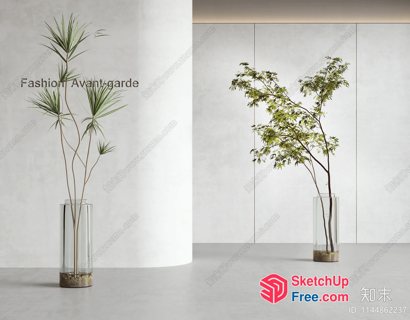 Sleek Modern Glass And Metal Vases 3D SketchUp File