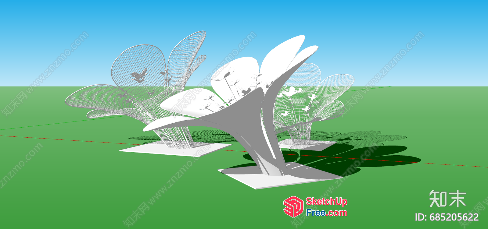 Outdoor Sculpture Garden With Abstract Shapes 3D SketchUp File