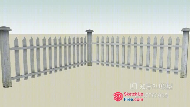 Classic Picket Fence With Pillars 3D SketchUp File
