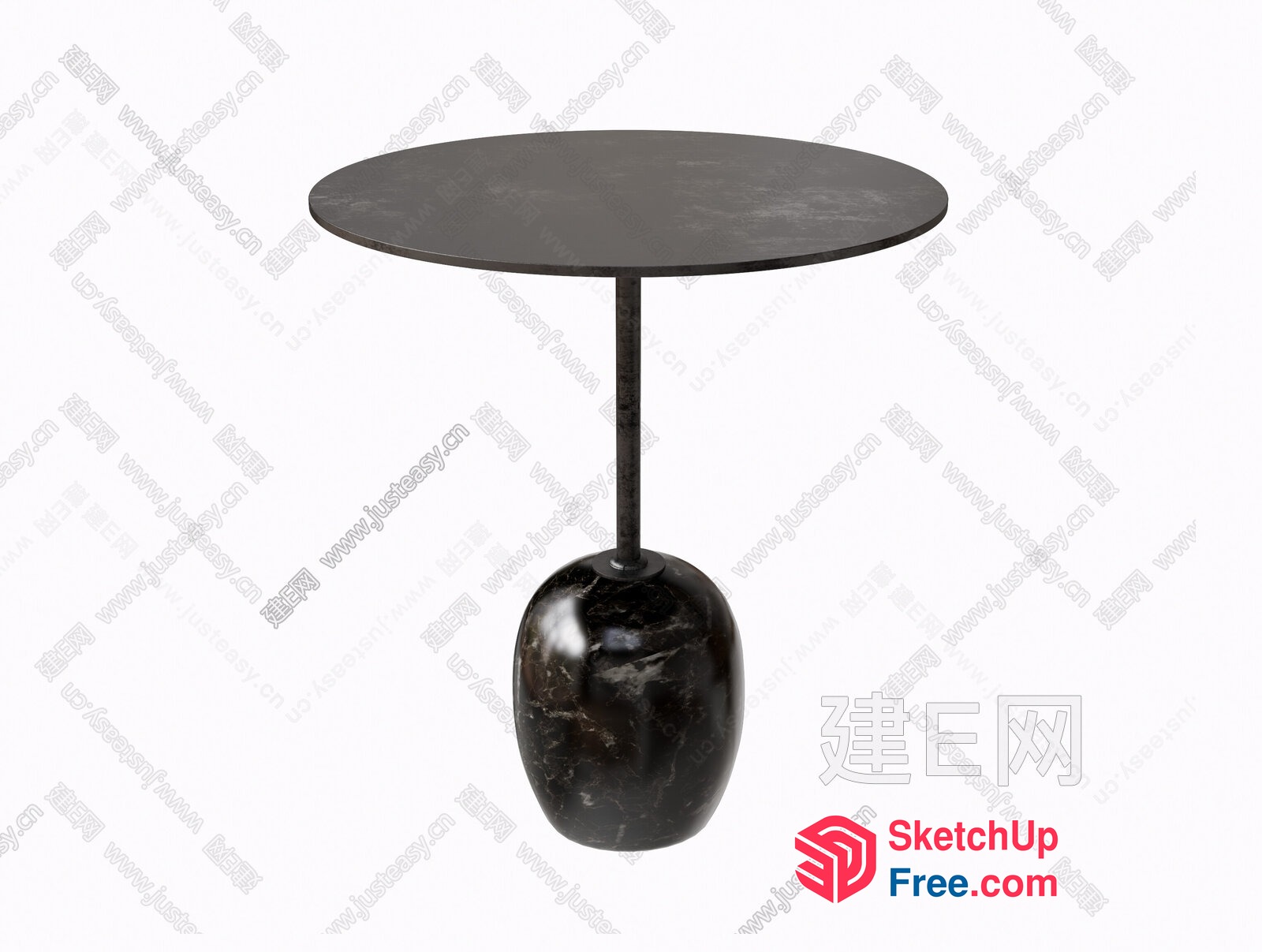Elegant Black Marble Accent Table With Sleek Metal Base 3D SketchUp File