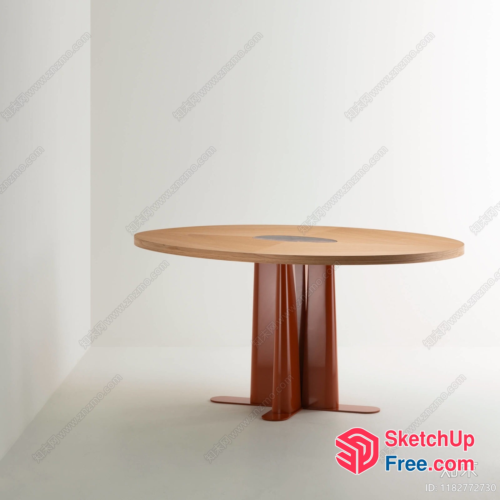 Minimalist Round Dining Table With Orange Legs 3D SketchUp File