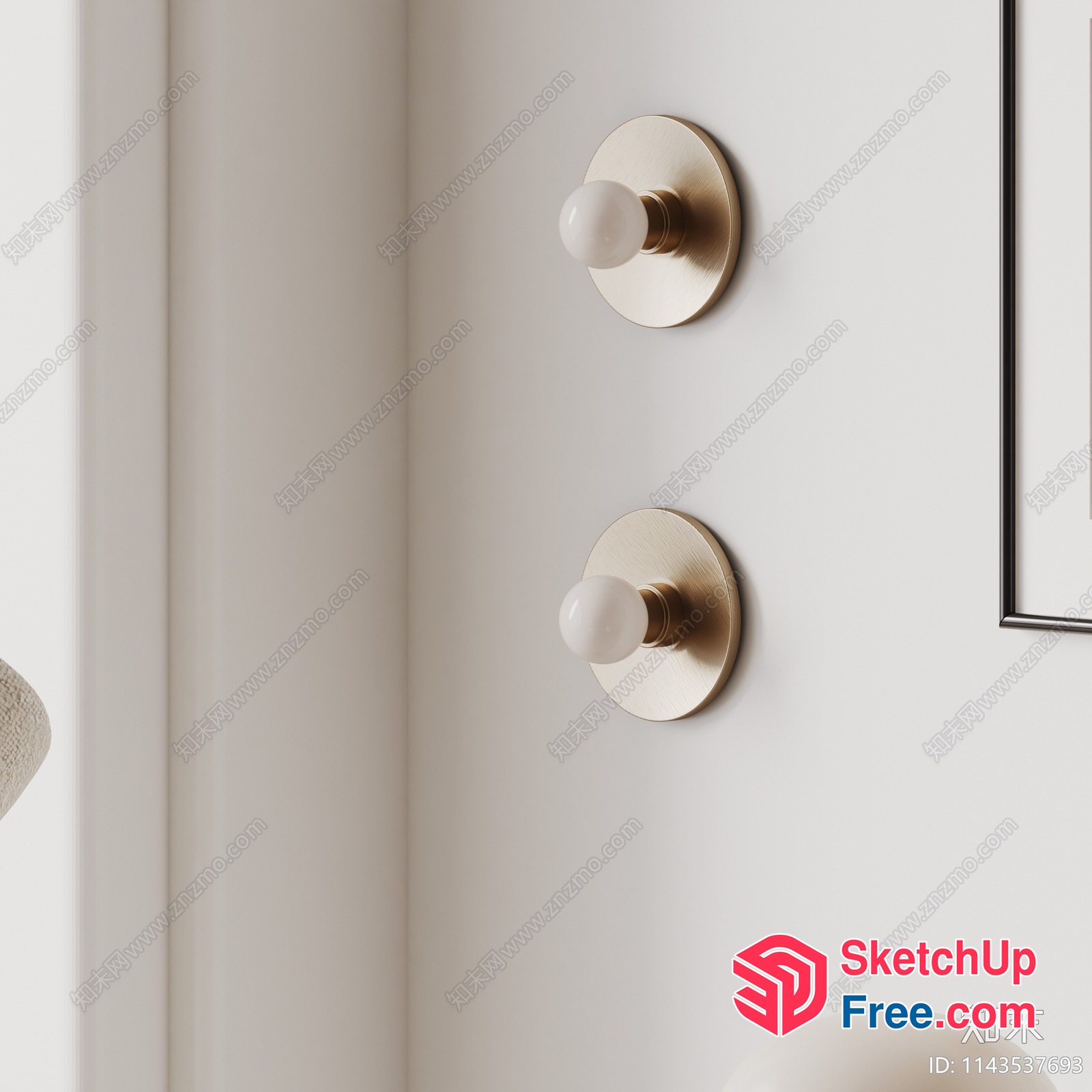 Two Brass Sconces On White Wall 3D SketchUp File