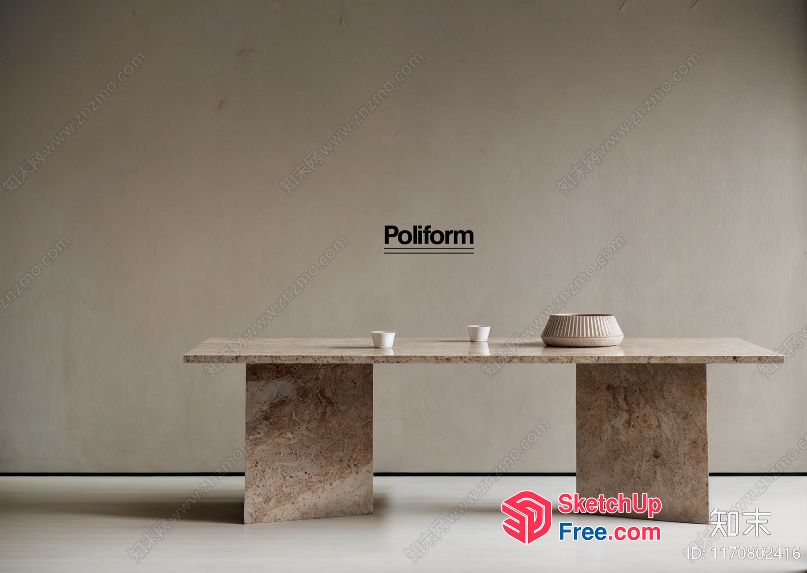 Poliform Marble Table 3D SketchUp File