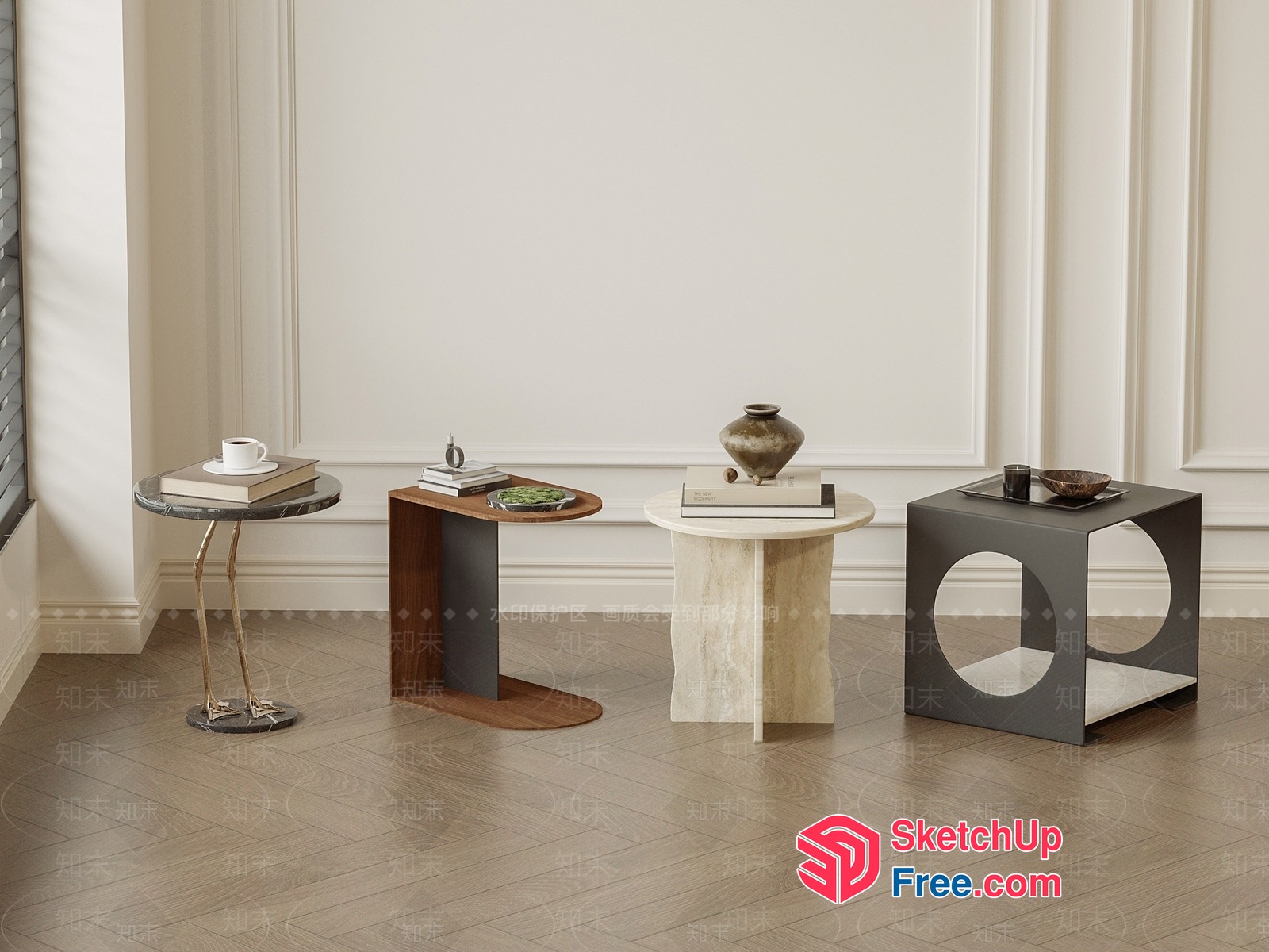 Modern Coffee Table Designs With Unique Shapes And Materials 3D SketchUp File
