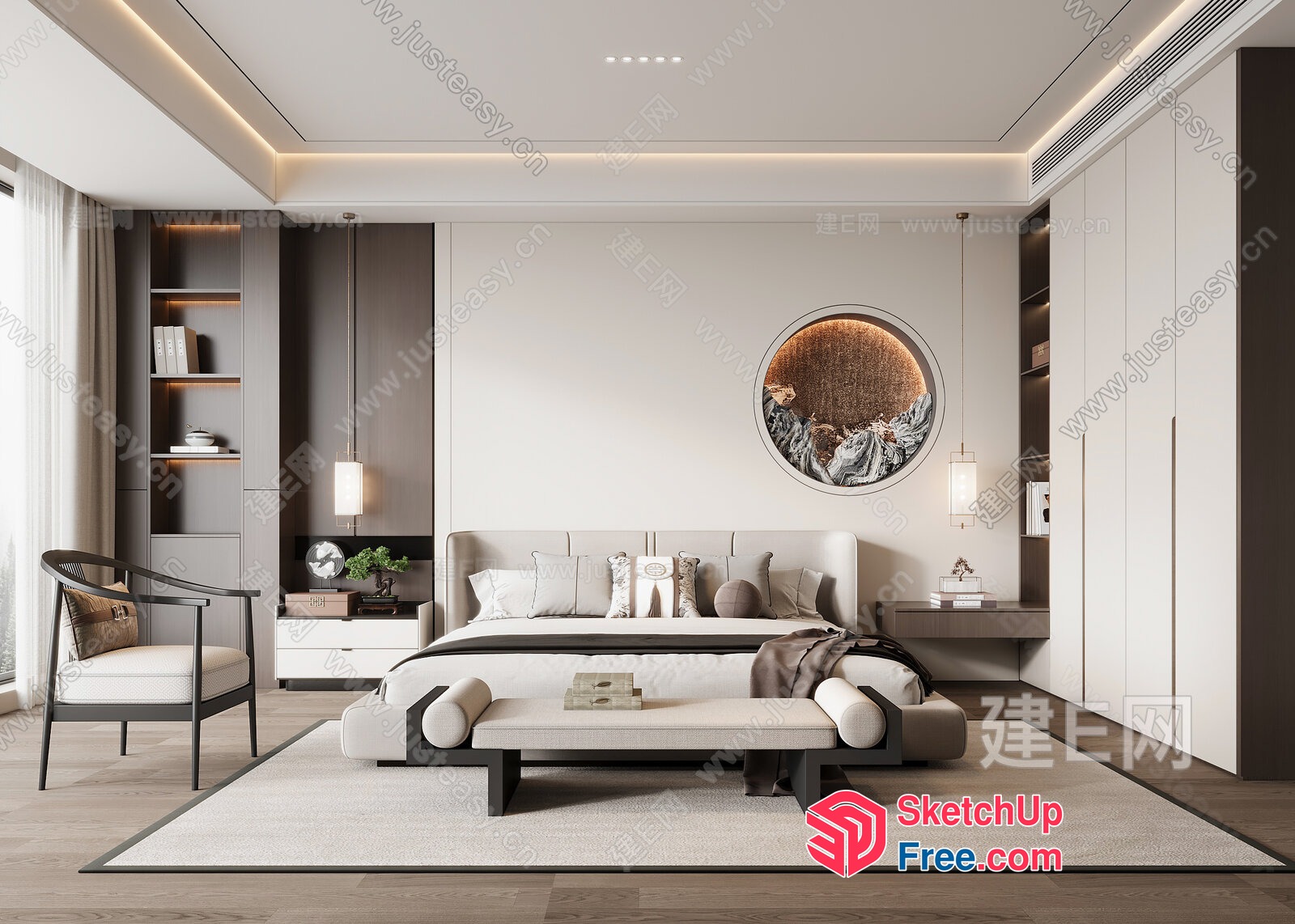 Modern Minimalist Japanese Style Bedroom 3D SketchUp File