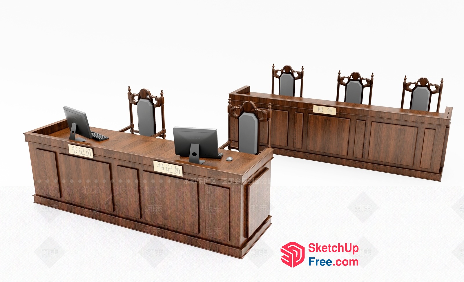 Wooden Desks And Chairs For Classic Office Decor 3D SketchUp File