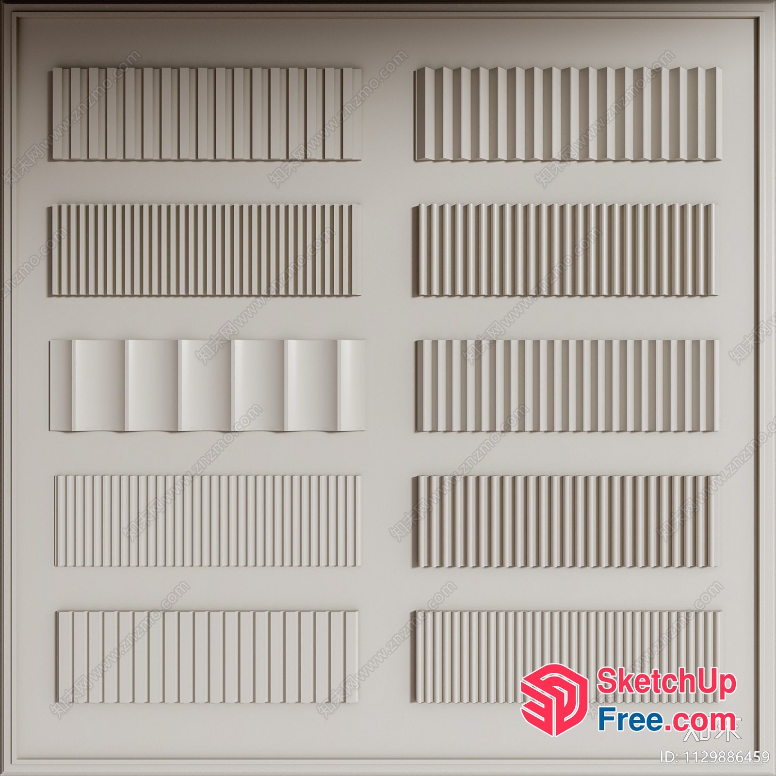 White Rectangular Decorative Wall Panels 3D SketchUp File