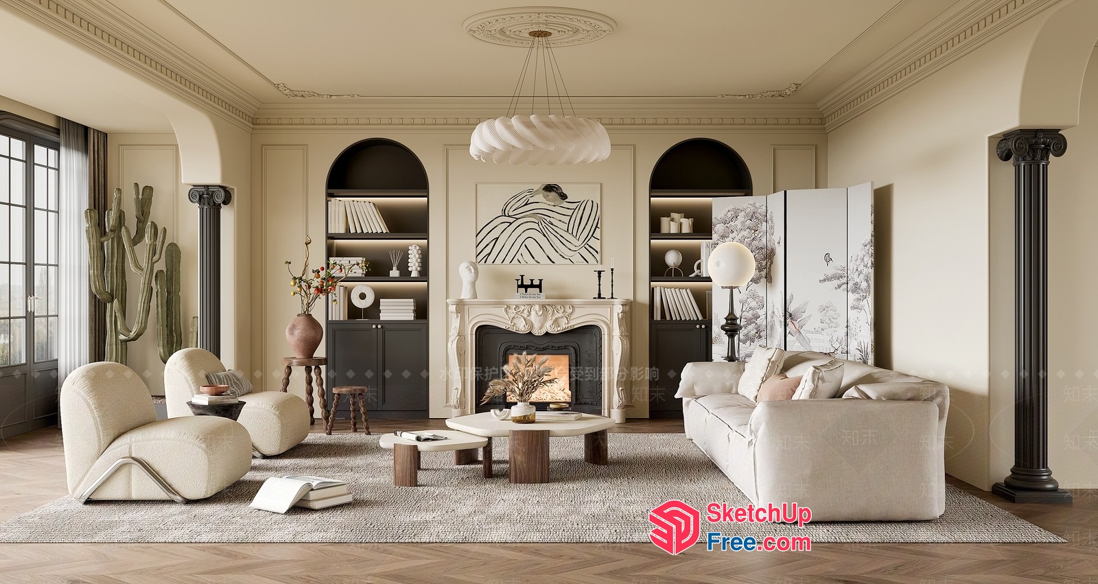 Elegant And Serene Living Room Decor 3D SketchUp File