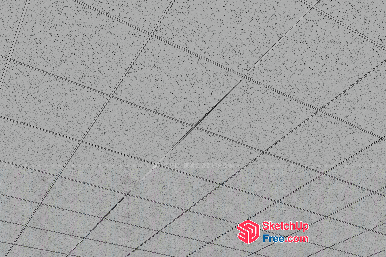 White Ceiling Tiles With Gray Grout And Decorative Lines 3D SketchUp File