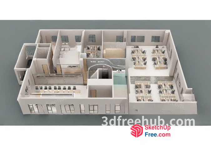 3D Floor Plan Of A Commercial Building 3D SketchUp File