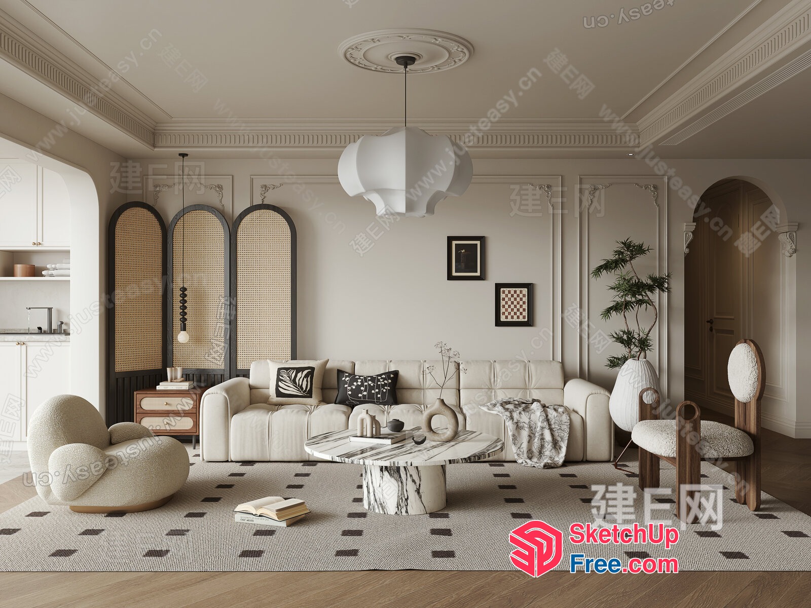 Elegant And Sophisticated Living Room Interior 3D SketchUp File