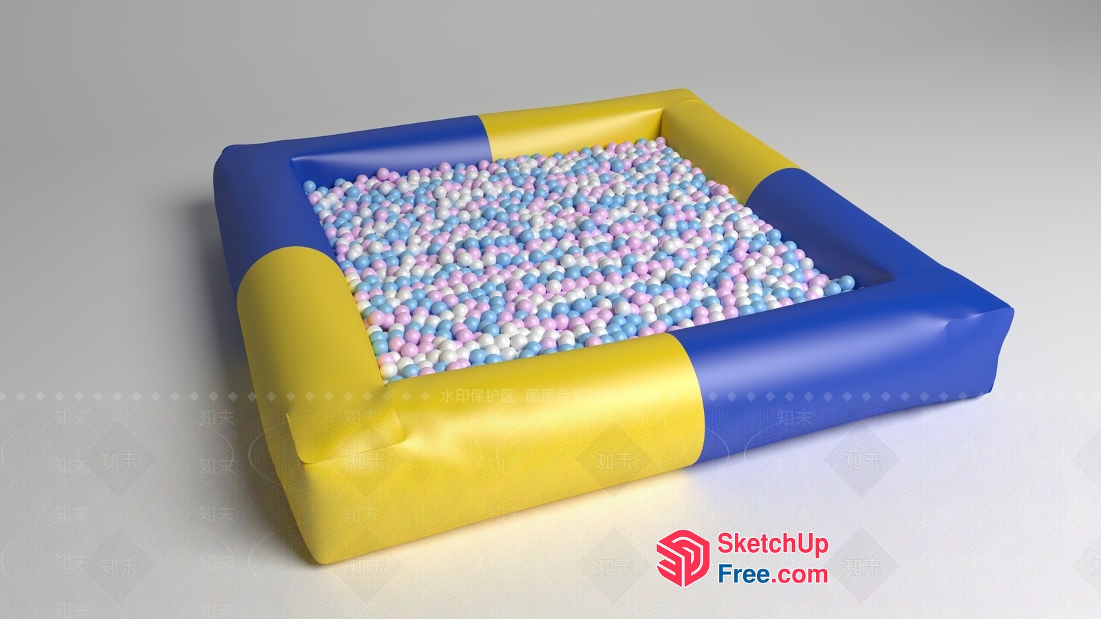 Vibrant Inflatable Ball Pit With Colorful Balls 3D SketchUp File