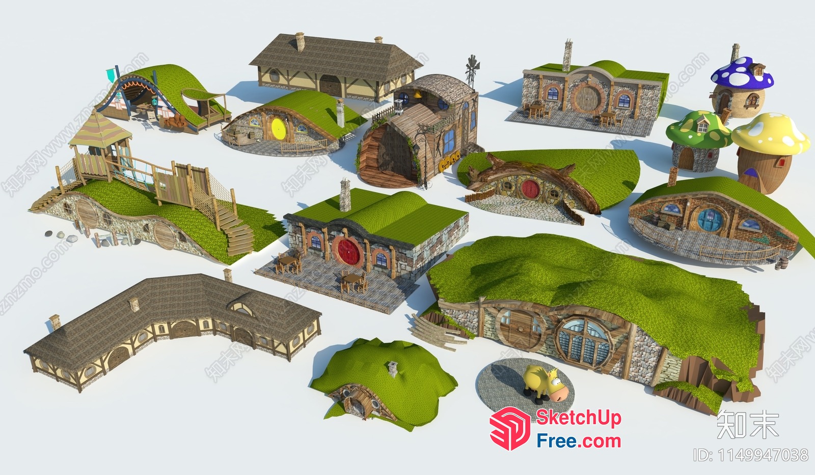 Whimsical Hobbit Village 3D SketchUp File