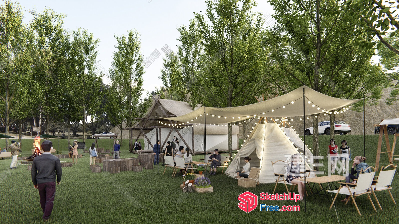 Outdoor Camping Scene 3D SketchUp File