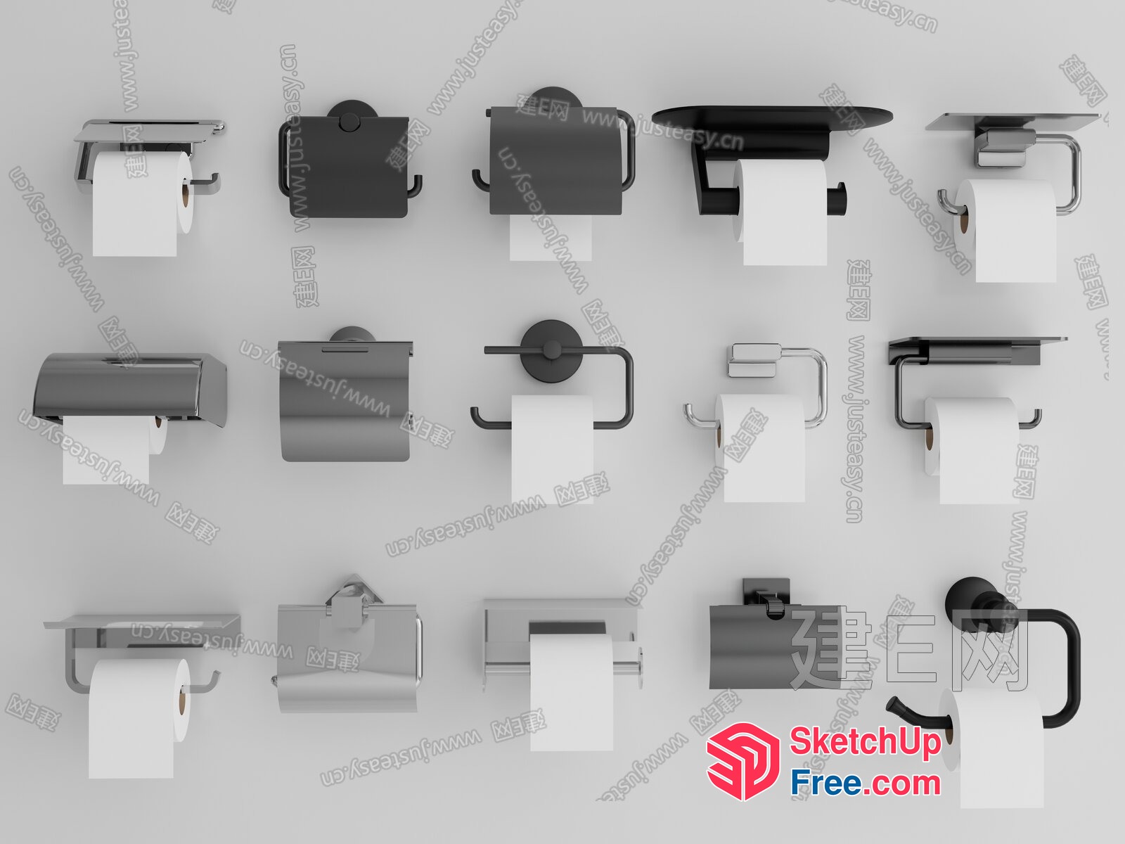 Assorted Toilet Paper Roll Holders 3D SketchUp File