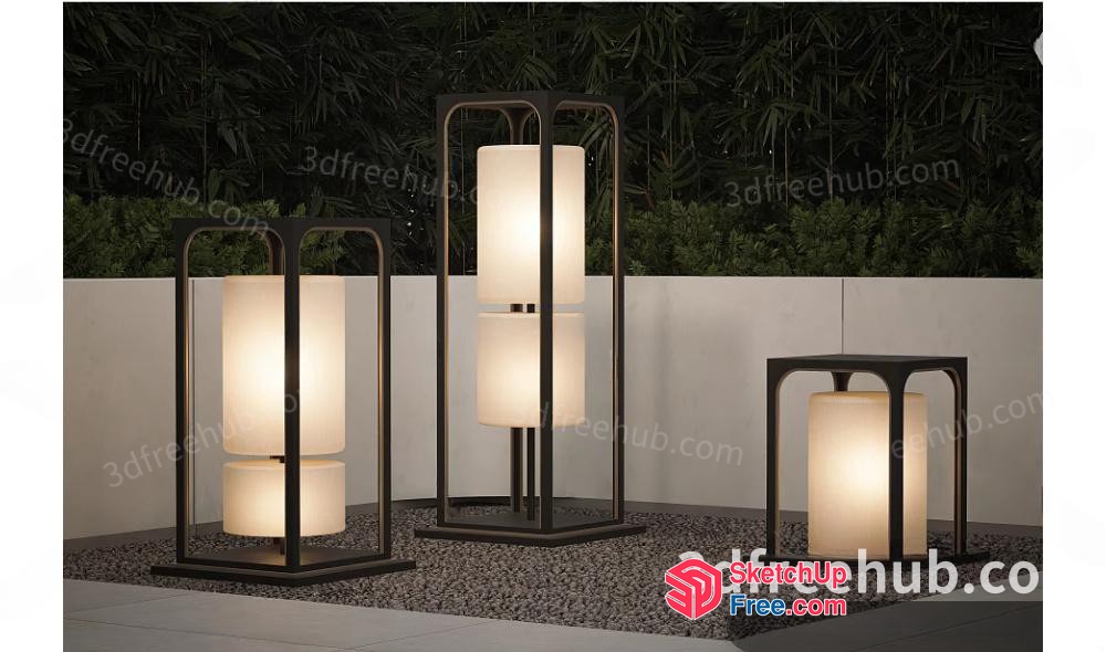 Outdoor Modern Lighting Fixtures Display 3D SketchUp File