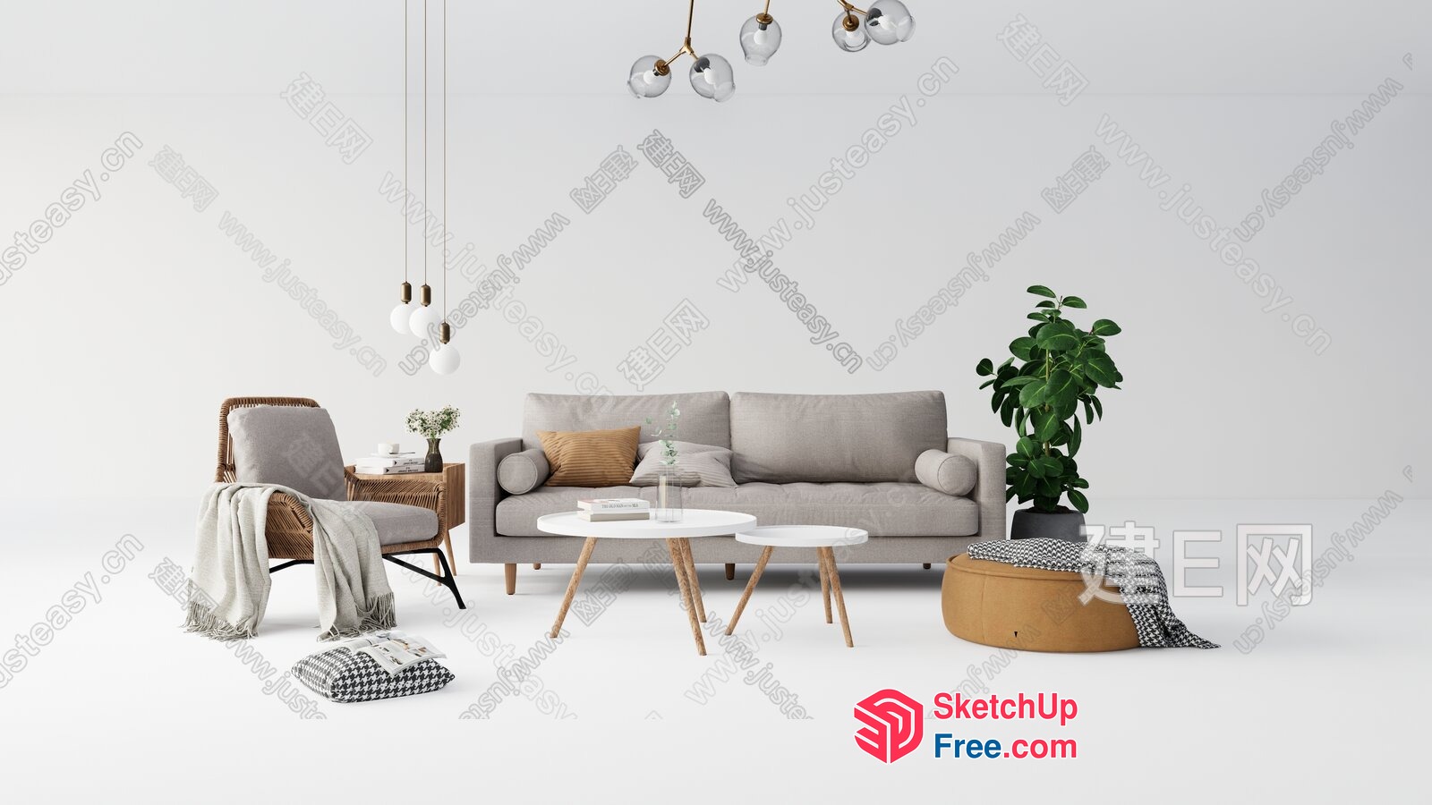 Minimalist Modern Living Room Furniture Collection 3D SketchUp File