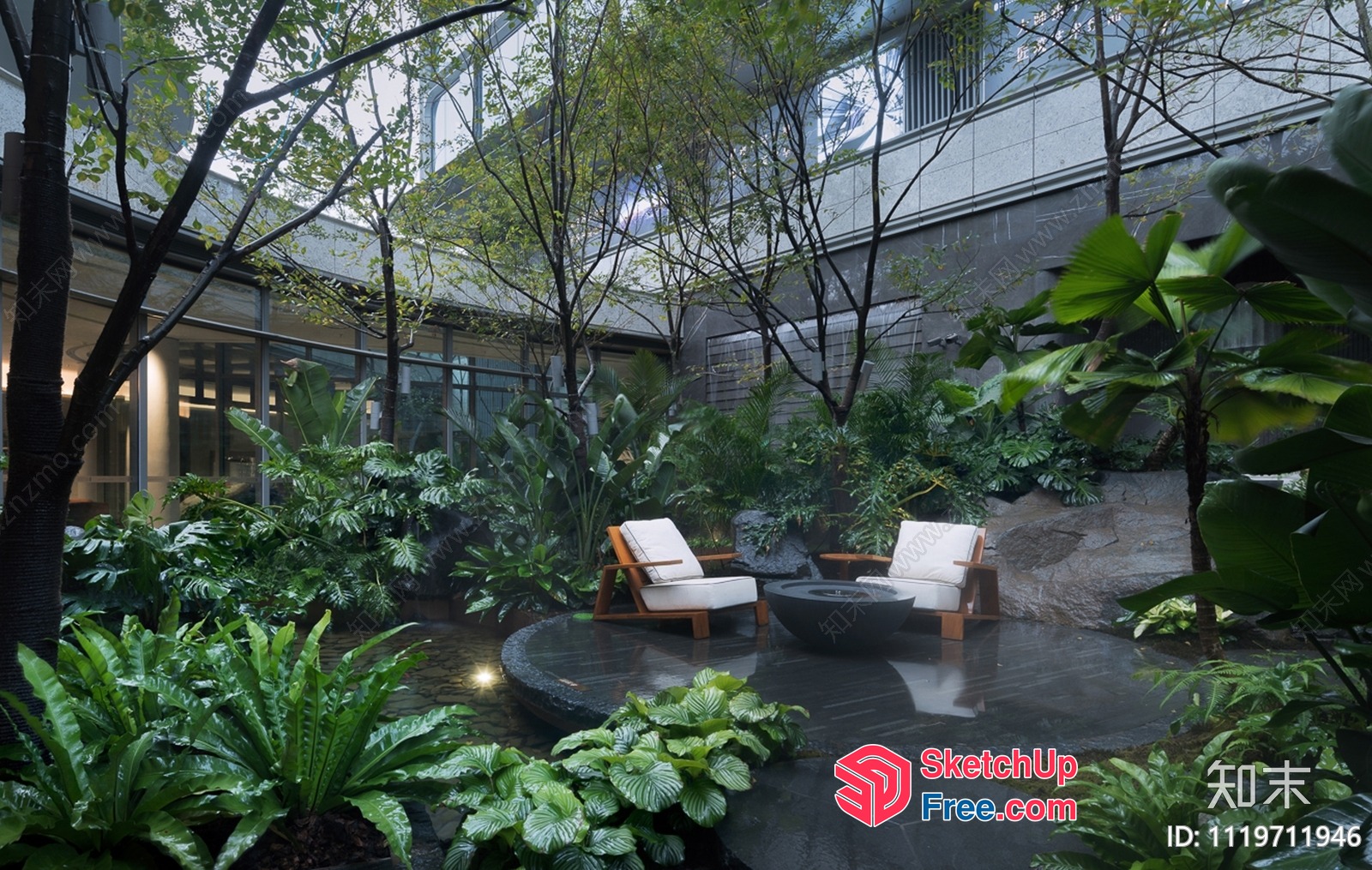 Peaceful Courtyard Oasis 3D SketchUp File