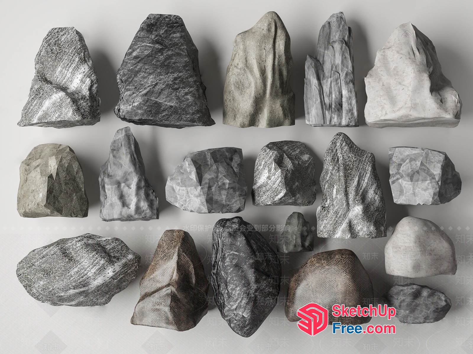 Collection Of Various Rocks 3D SketchUp File