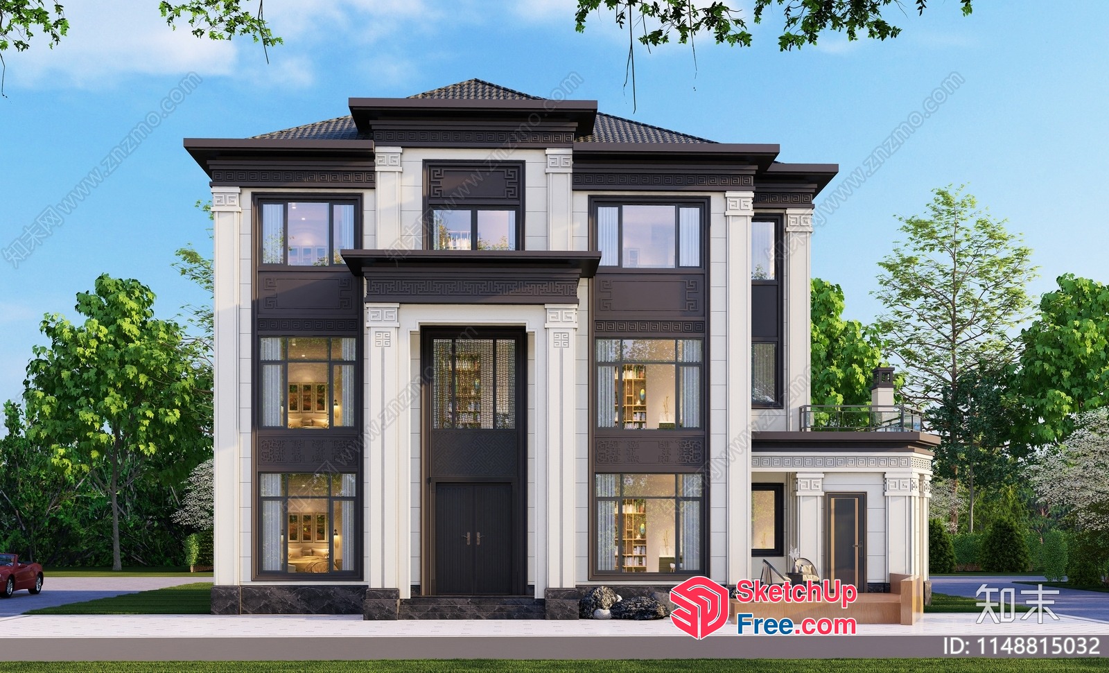 Elegant Classic Modern Villa Exterior 3D SketchUp File