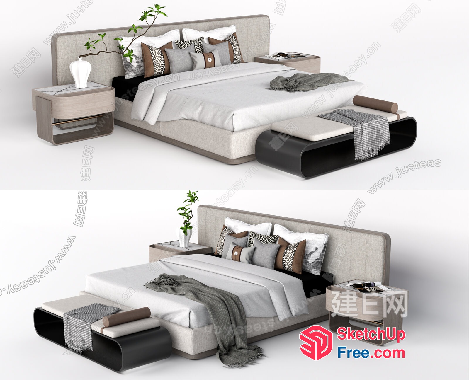Modern Minimalist Bedroom Furniture Set 3D SketchUp File
