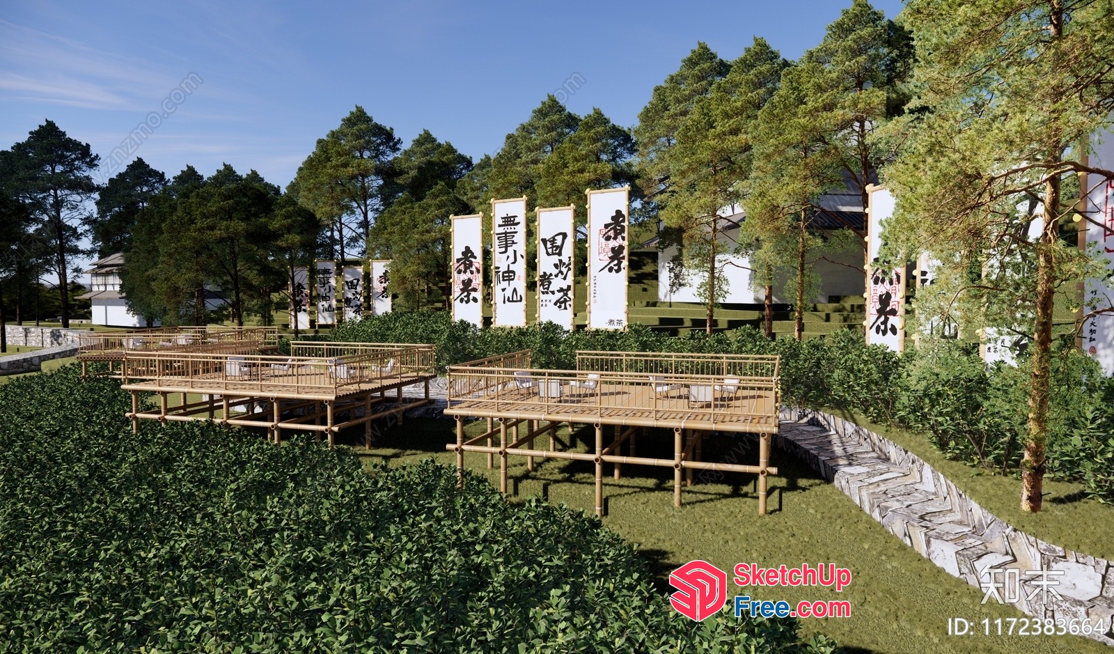 Japanese Style Outdoor Stairway And Walkway 3D SketchUp File