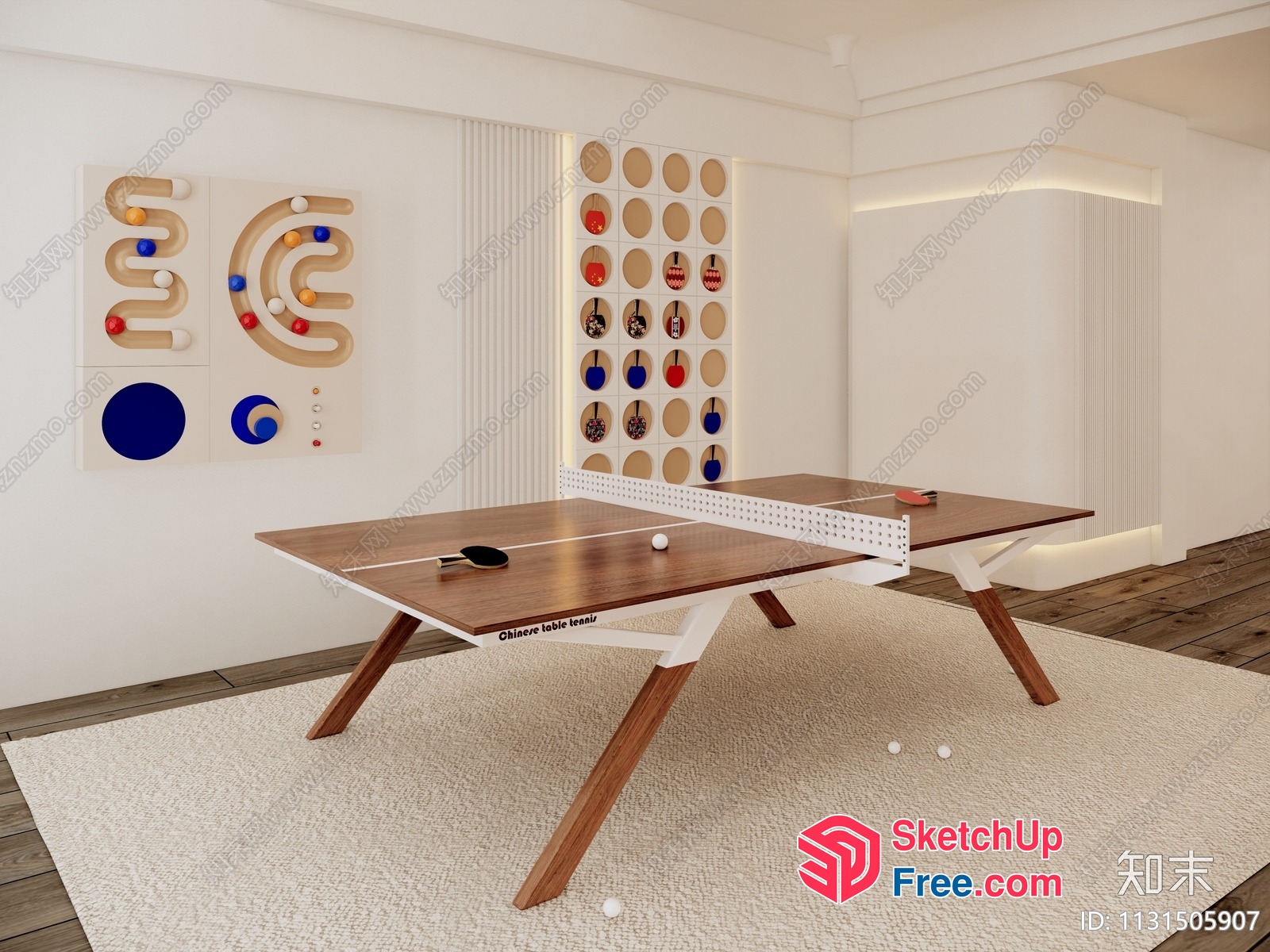 Modern Minimalist Table Tennis Court Interior 3D SketchUp File
