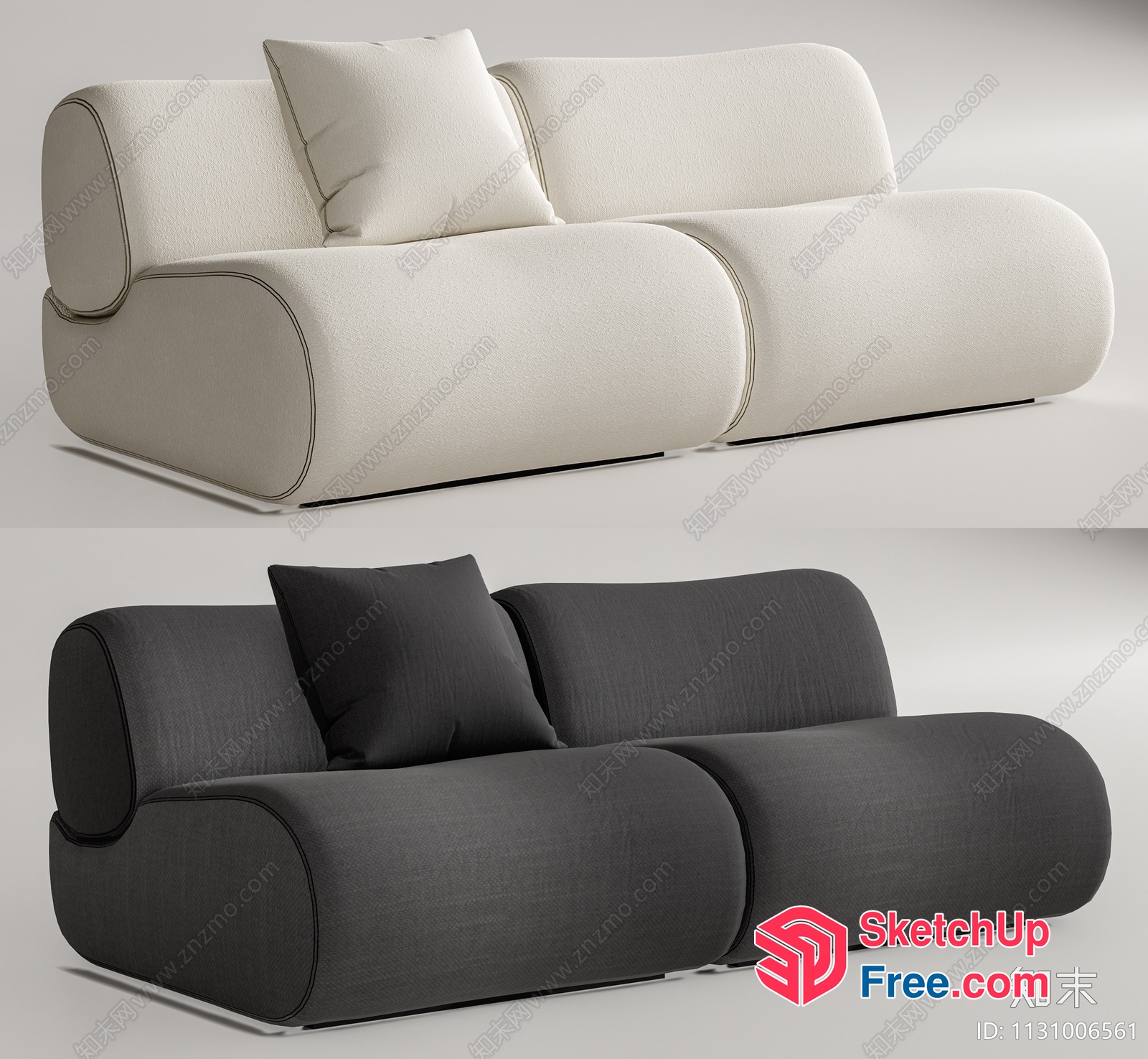 Modern Minimalist Sofa With Pillows 3D SketchUp File