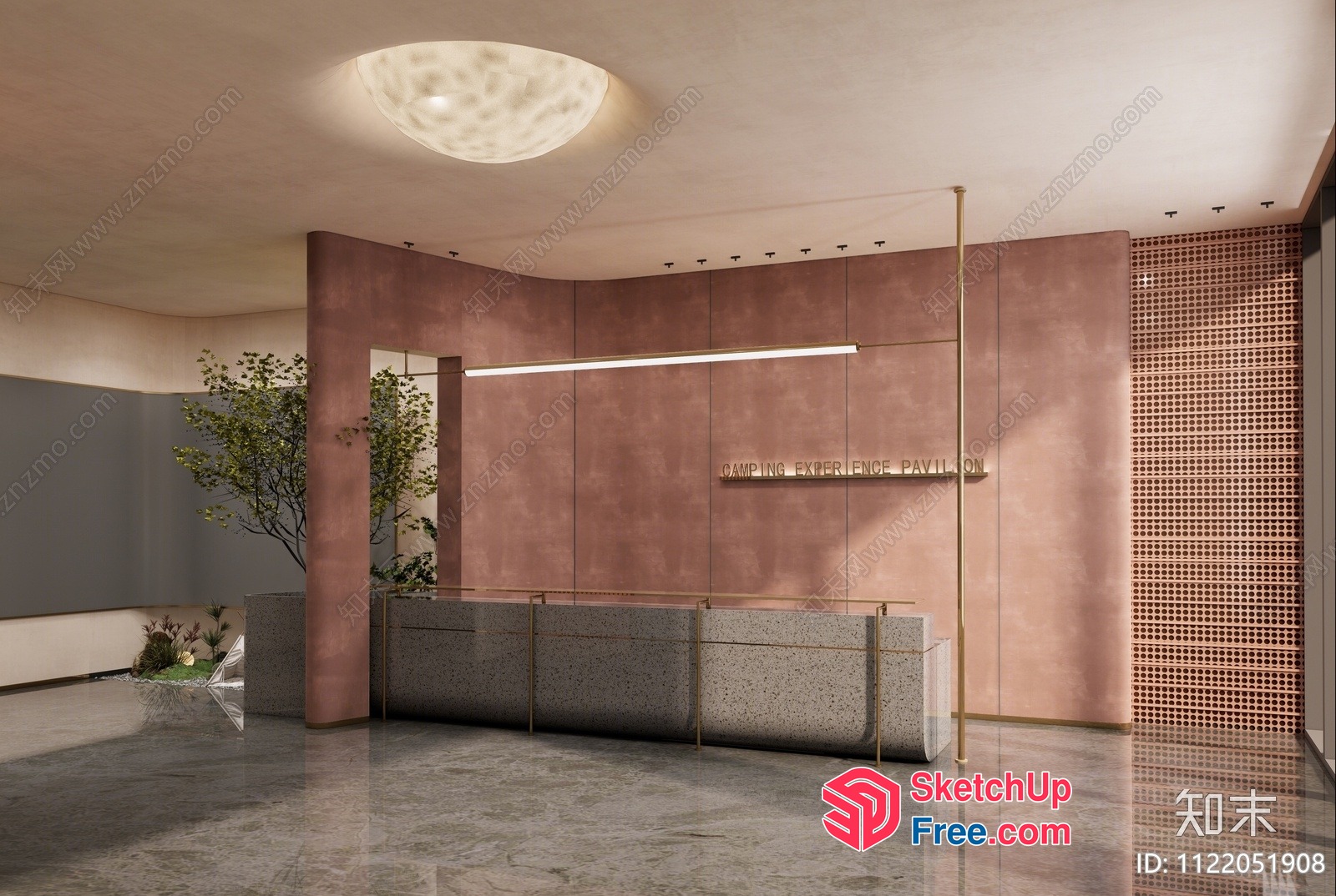 Modern Reception Area With Elegant Lighting 3D SketchUp File