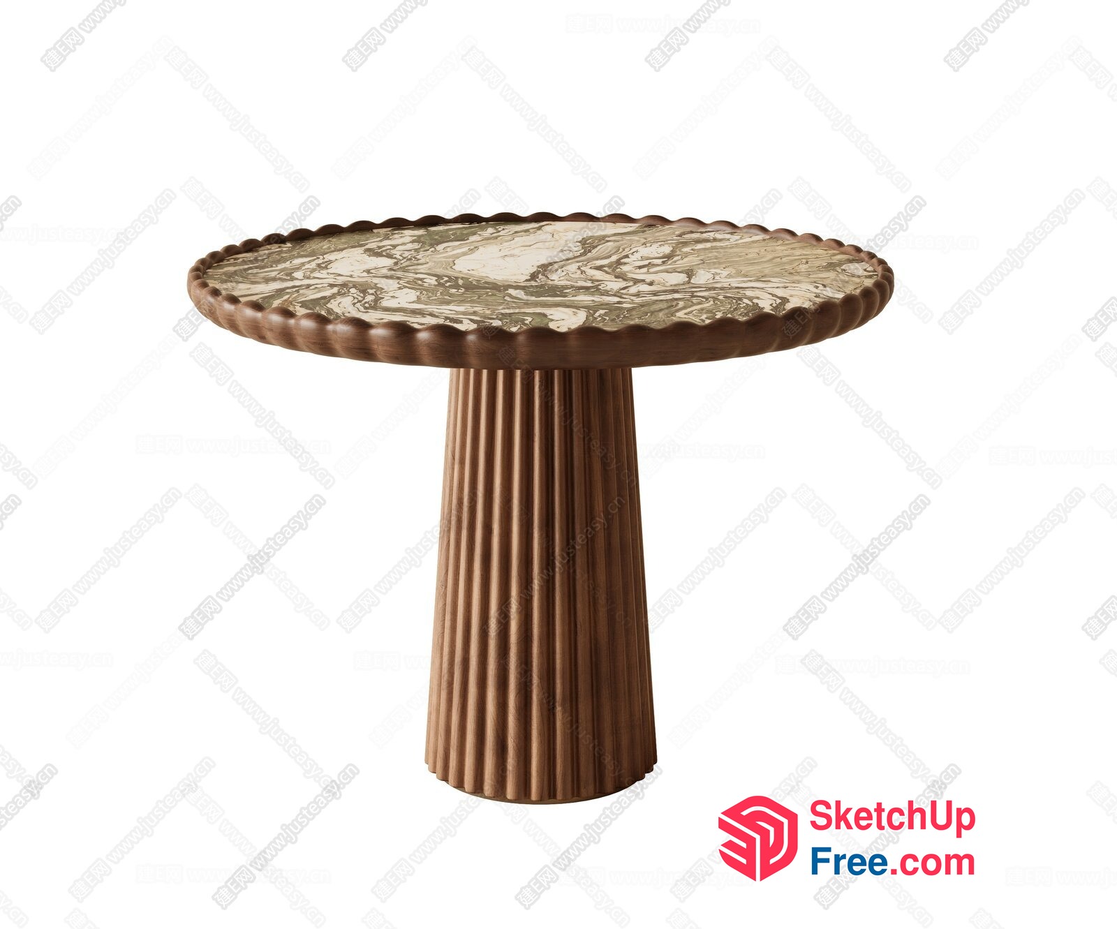Modern Pillar-Top Table With A Unique Marble Pattern 3D SketchUp File