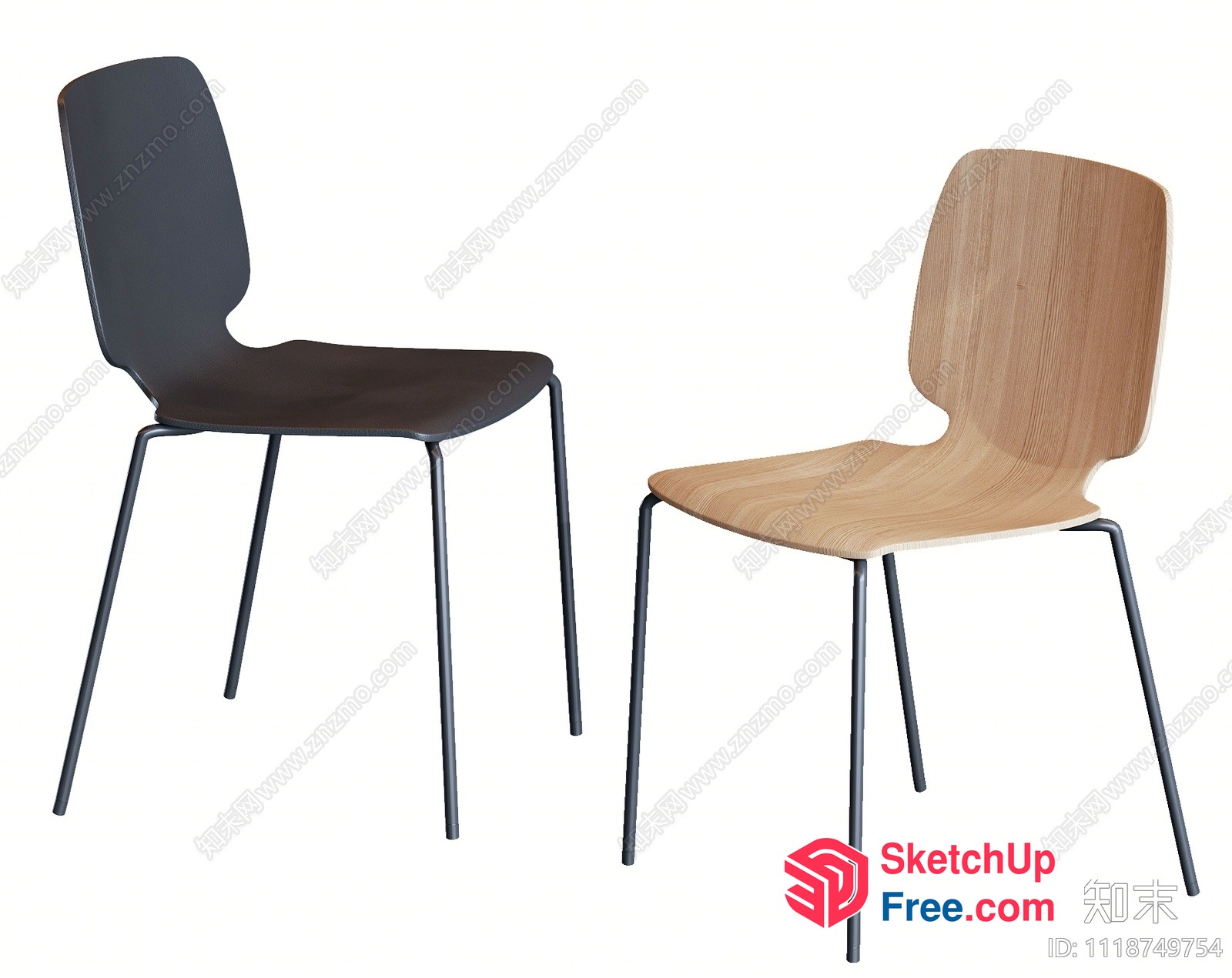 Two Chairs With Different Materials And Styles 3D SketchUp File