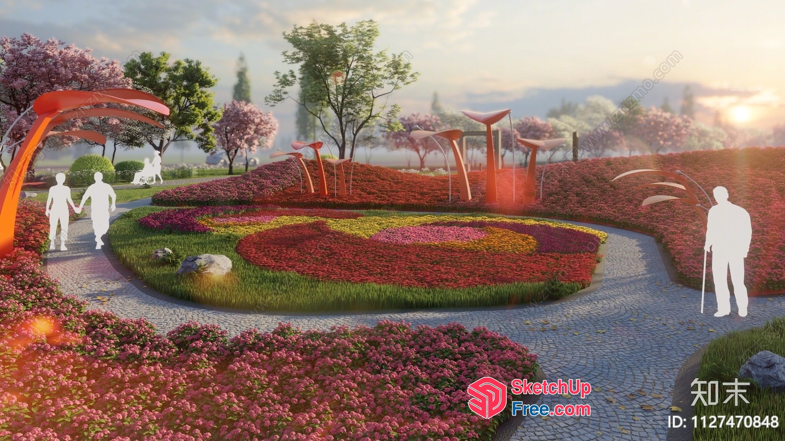 Serene Garden Oasis With Vibrant Floral Arrangements 3D SketchUp File