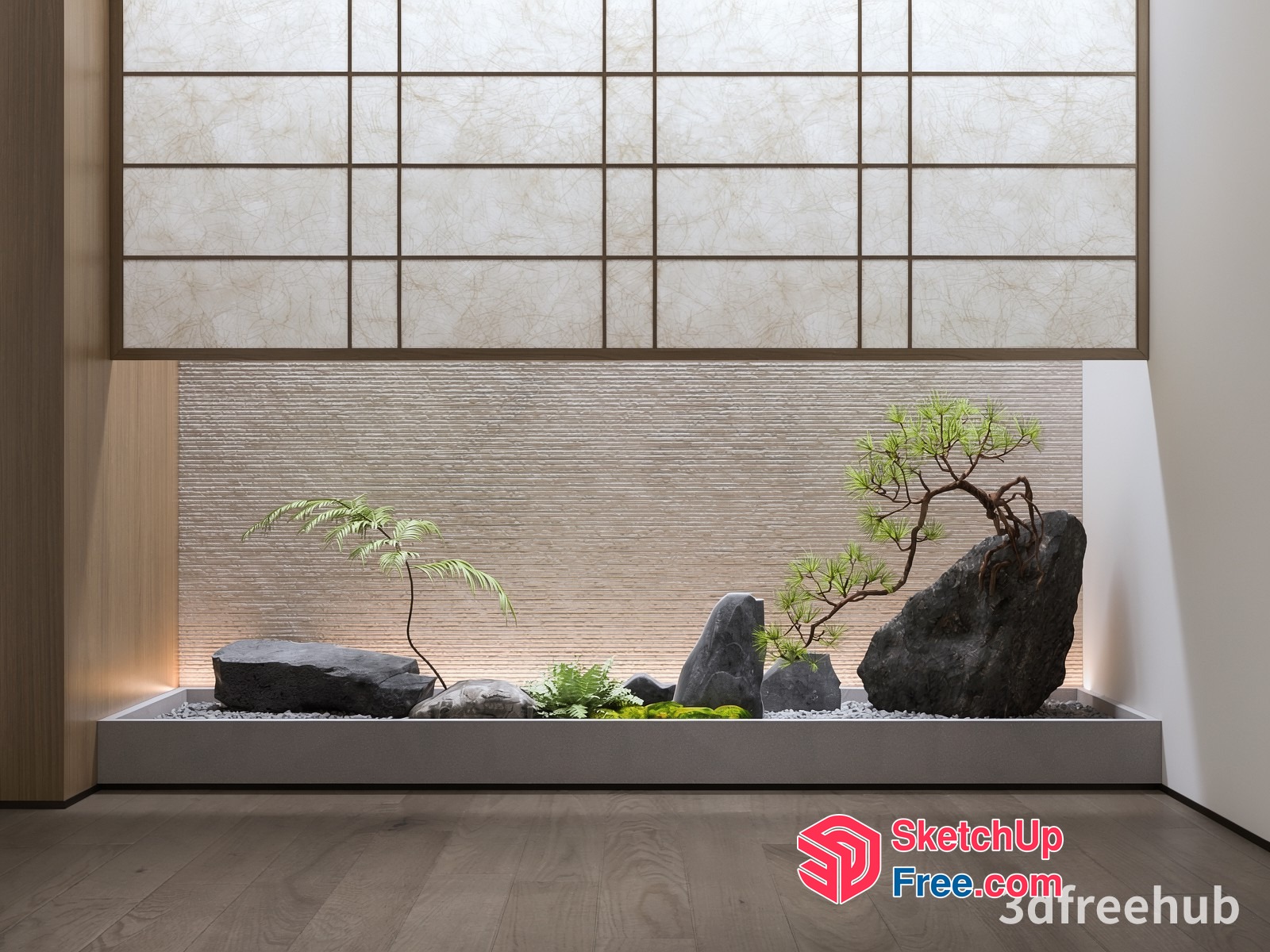 Japanese-Inspired Zen Garden Interior 3D SketchUp File