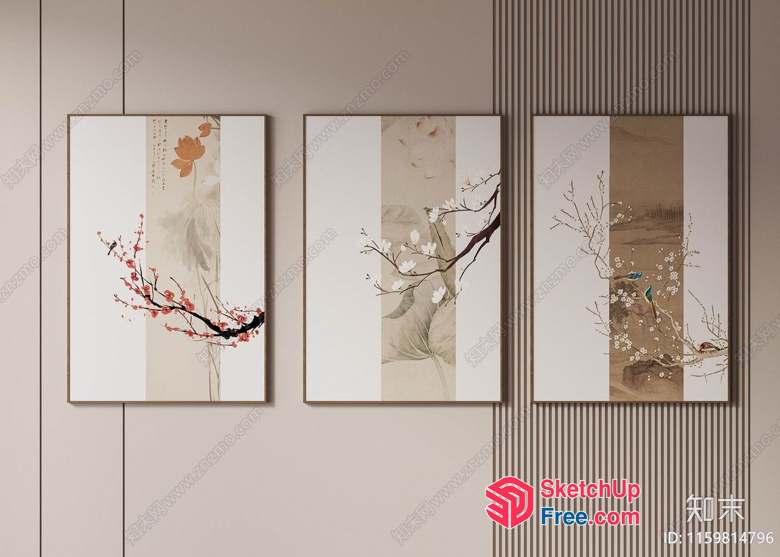Elegant Floral Decor Wall Art Collection 3D SketchUp File