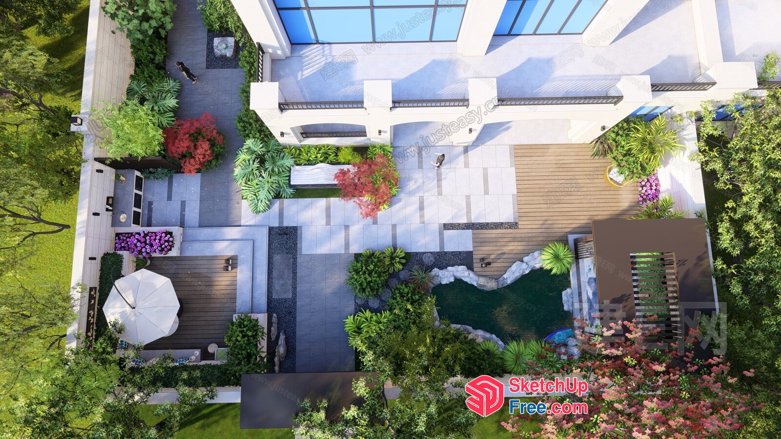 Luxurious Modern Villa With Beautiful Garden 3D SketchUp File