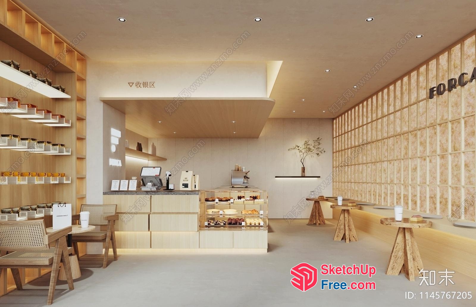 Modern Minimalist Bakery Interior 3D SketchUp File
