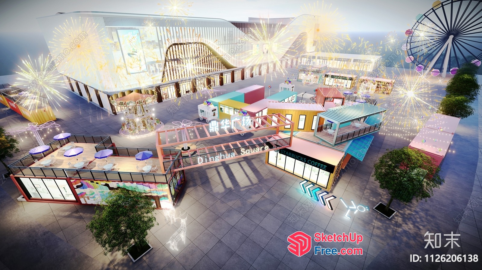 Colorful Commercial Street Cladding 3D SketchUp File
