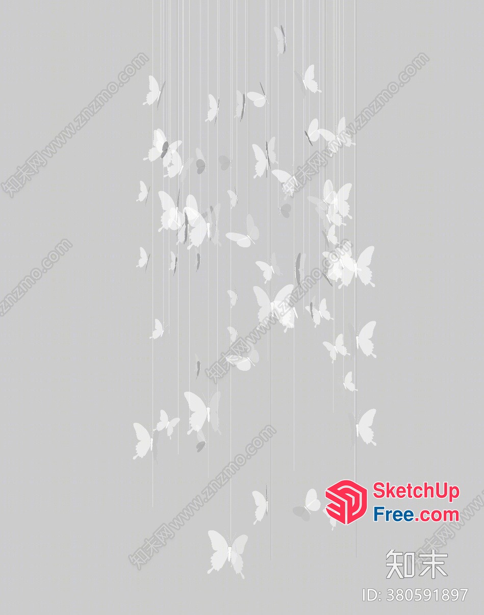 Elegant White Butterfly Strings 3D SketchUp File
